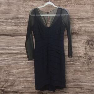 Vintage Chetta B silk ruffled bodycon dress. Black. Size 10